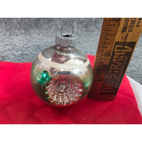 Vintage Mercury Glass Indented Ball Christmas Ornament 2.25in Shiny Brite - Picture 3 of 6